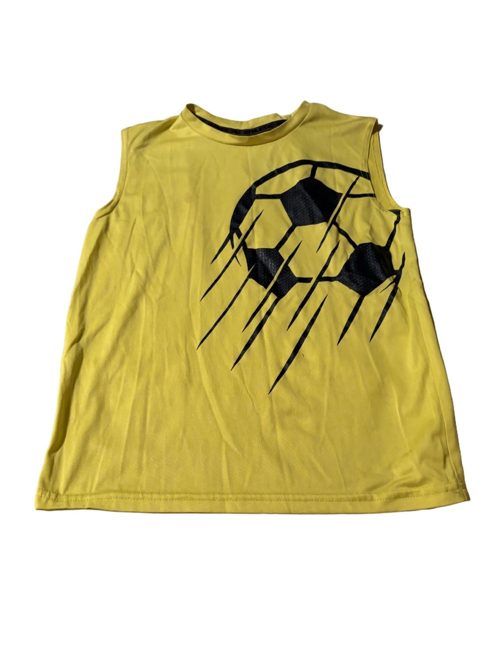 Boys Yellow Sleeveless Soccer Graphic Athletic Works Shirt Size 7-8